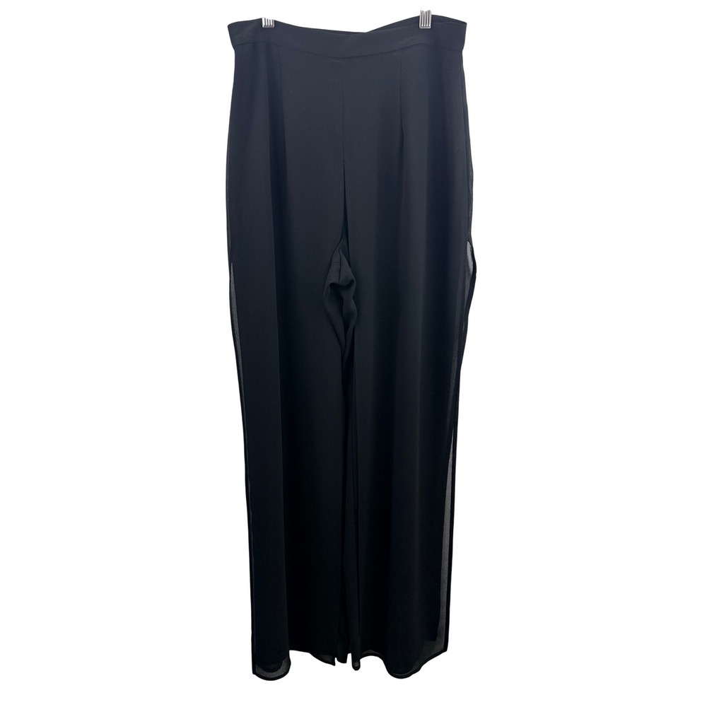 J.R. Nites by Caliendo Black Wide Leg Palazzo Pants Sheer Sz 8 Party Holiday